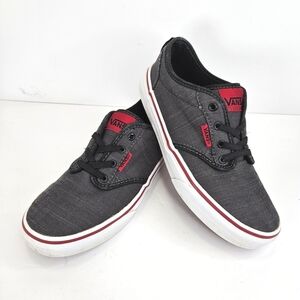 Vans Slip-On Sneakers Shoes Low-Cut Casual Gray Red Youth Size 2